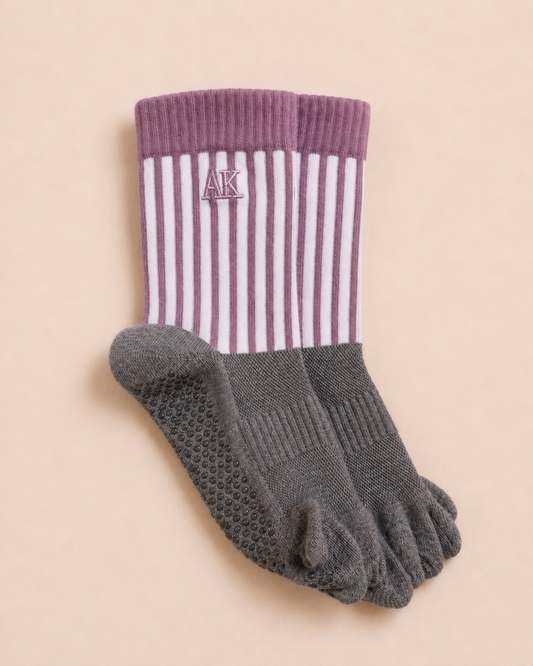 Striped Grip Toe Socks | Purple
