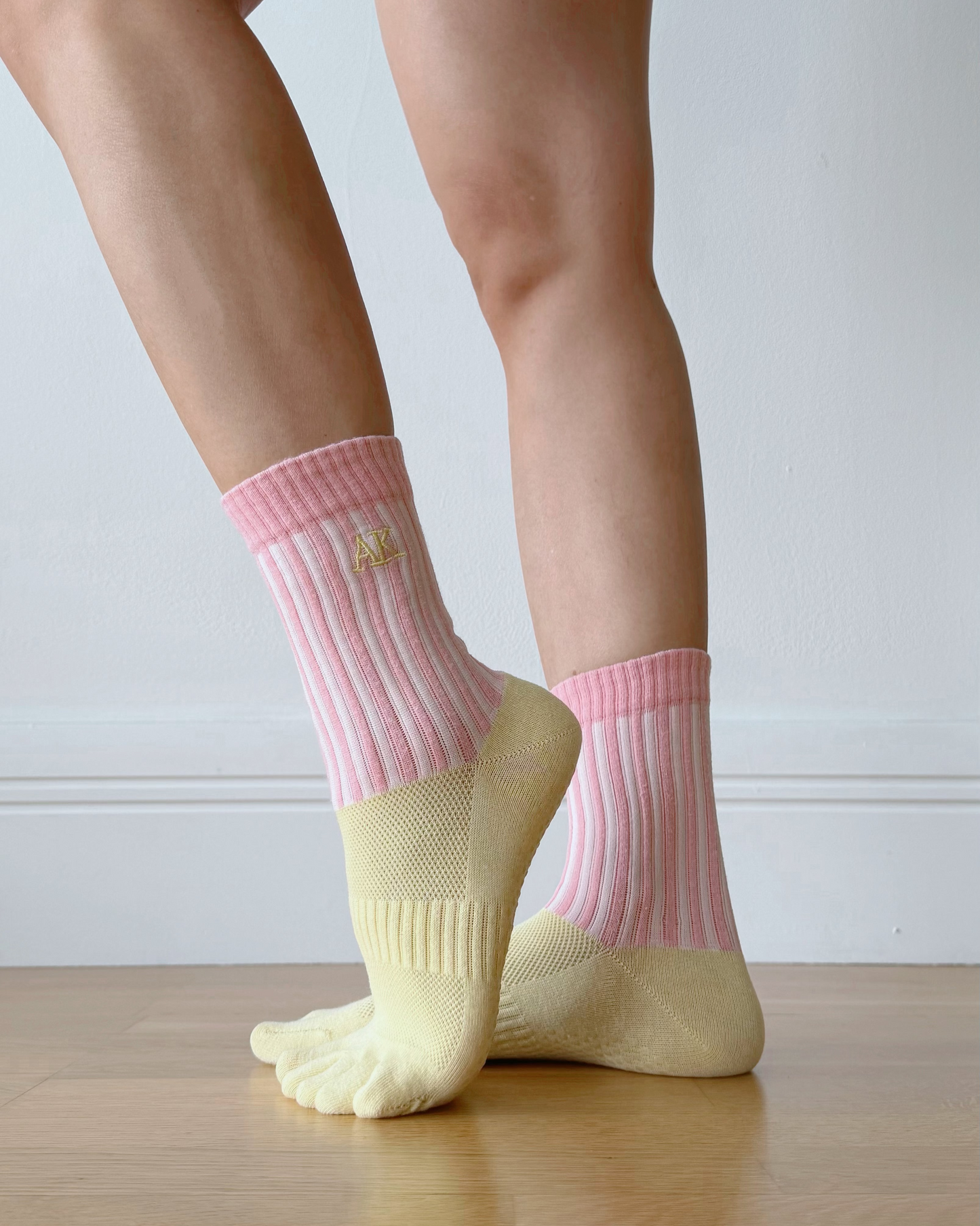 Striped Grip Toe Socks | Yellow