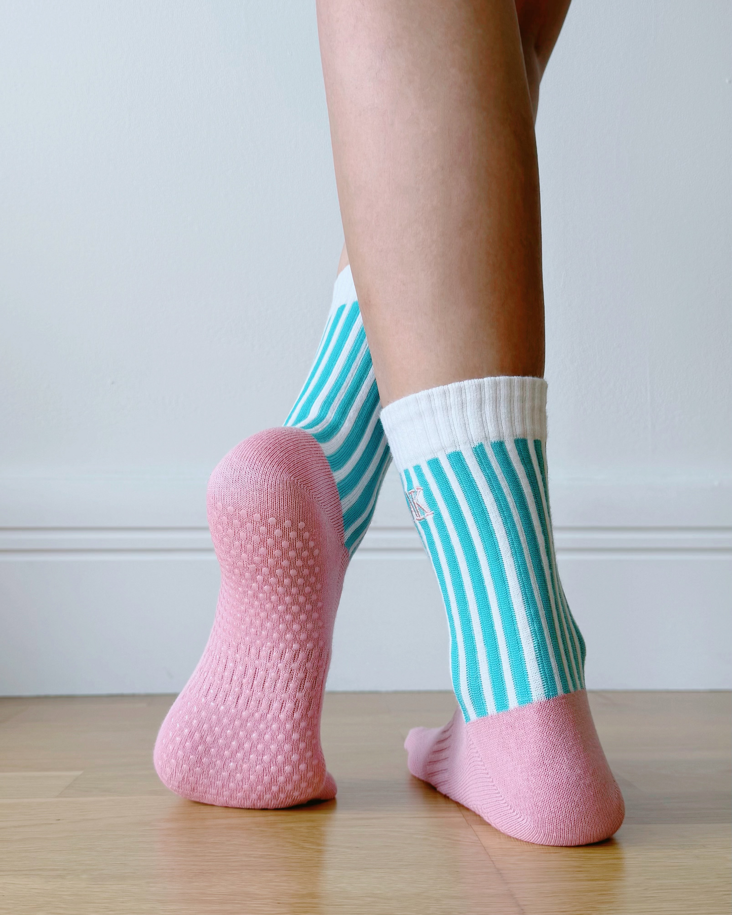 Striped Grip Toe Socks | Pink