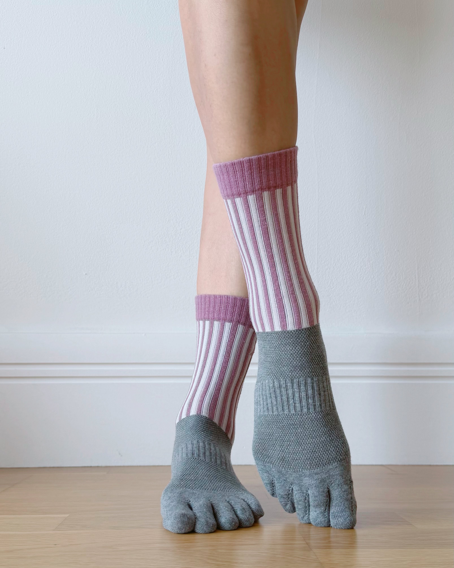 Striped Grip Toe Socks | Purple