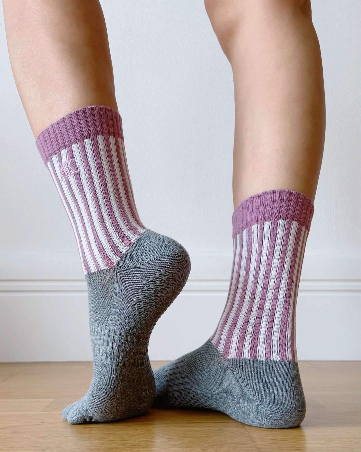 Striped Grip Toe Socks | Purple