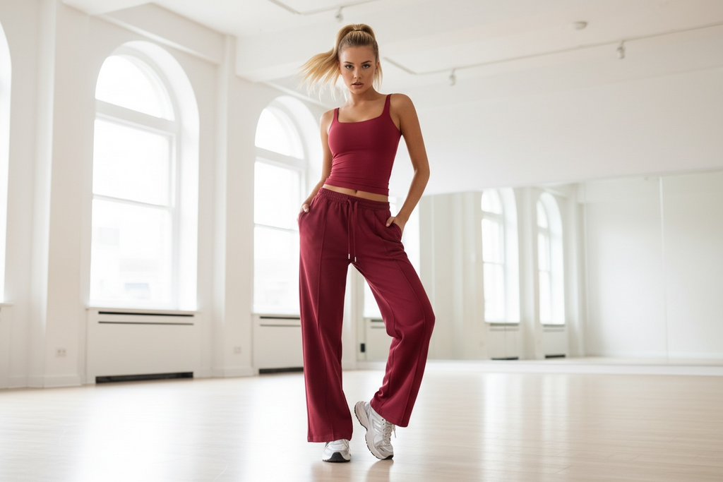 AK SoftForm 超舒適直筒長褲  - 勃根地紅