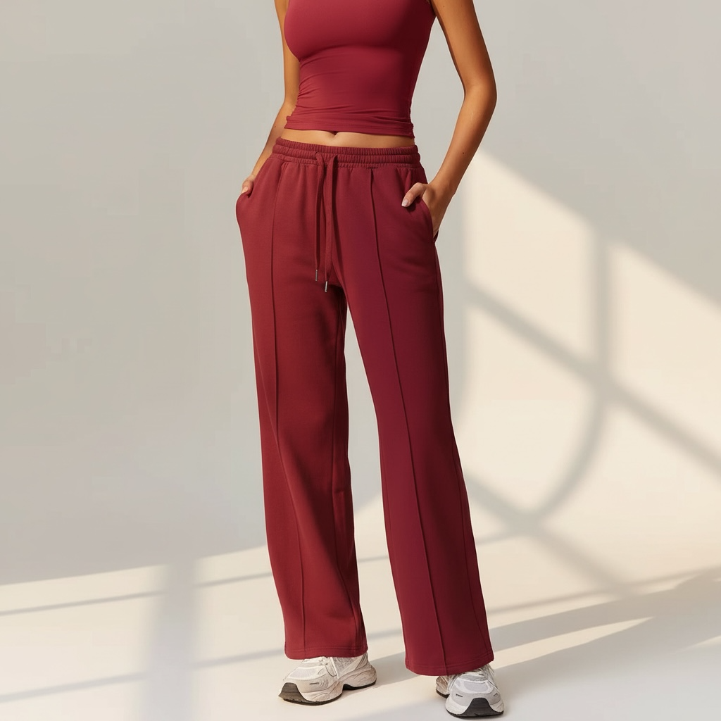 AK SoftForm 超舒適直筒長褲  - 勃根地紅