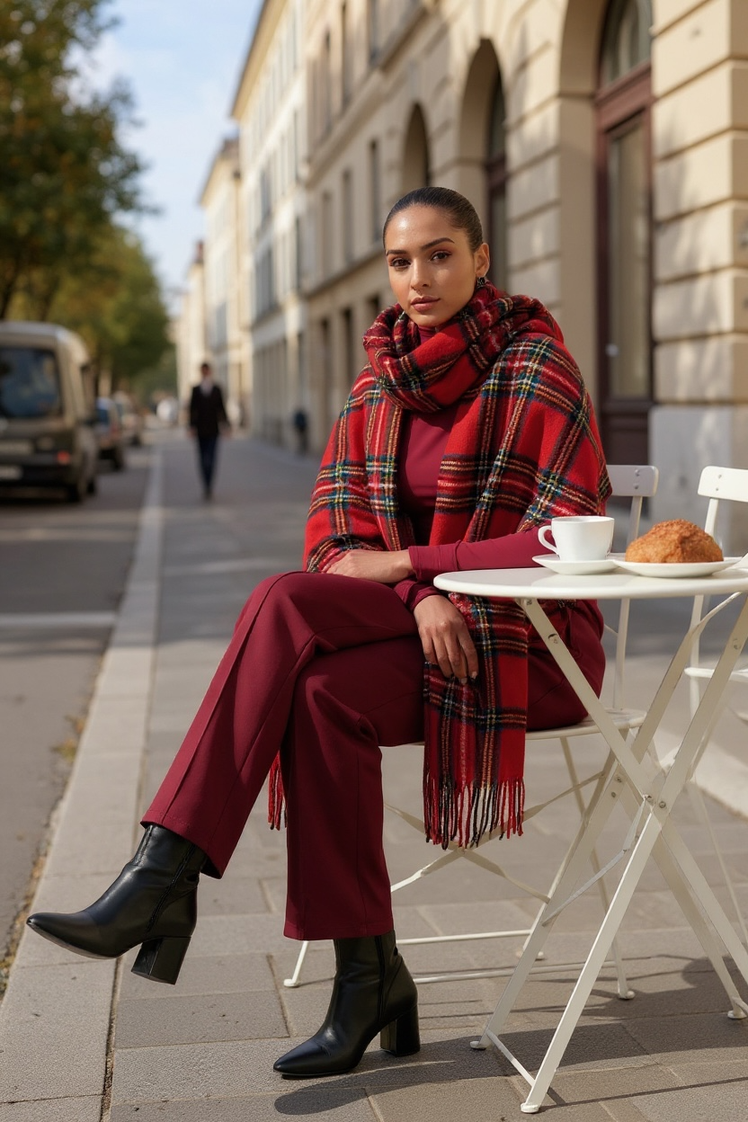 AK SoftForm 超舒適直筒長褲  - 勃根地紅